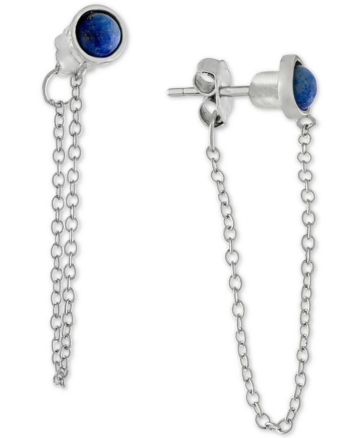 Giani Bernini Lapis Front & Back Chain Drop Earrings in Sterling Silver ...