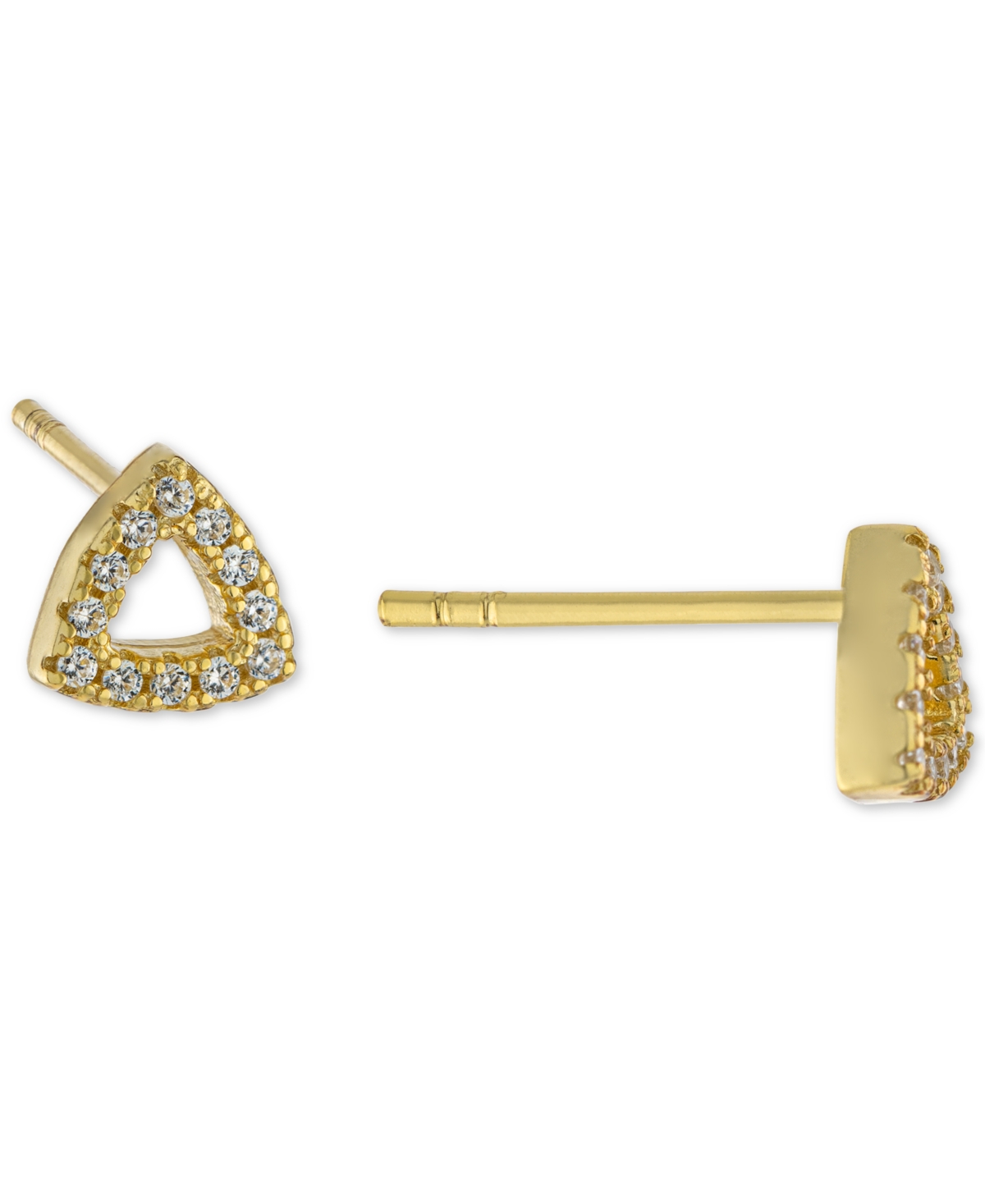 Cubic Zirconia Triangle Stud Earrings in Gold-Plated Sterling Silver, Created for Macy's - Yellow Gold