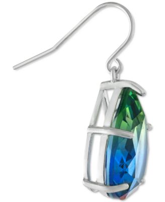 Crystal Ombr&eacute; Pear Solitaire Drop Earrings in Sterling Silver