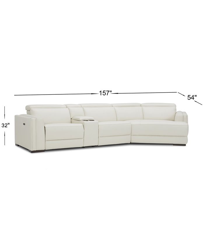 Furniture 4Pc Leather Cuddler Sectional with 2 Power Recliners, Created for Macy's Macy's