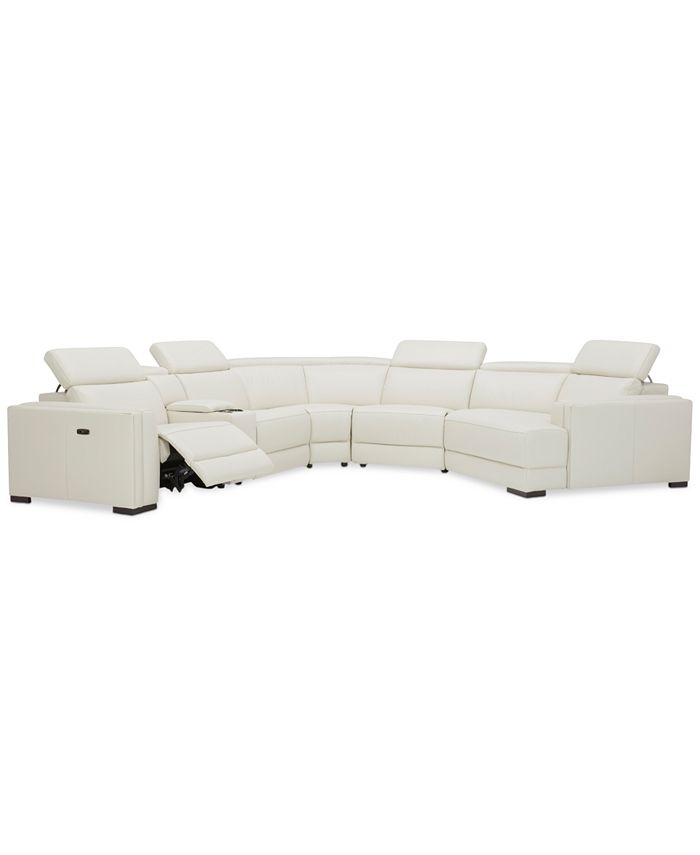 Furniture 6Pc. Leather Sofa with 1 Power Motion Recliner and