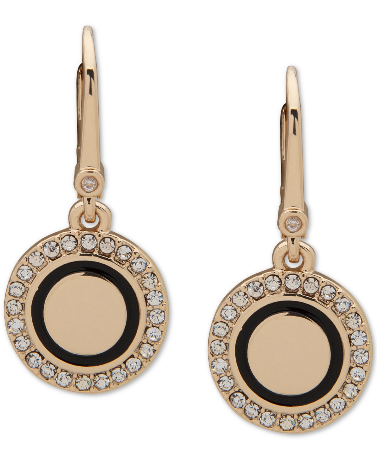 Gold-Tone Pave & Colored Circle Drop Earrings - Gold