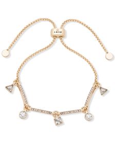 Gold-Tone Crystal Charm Slider Bracelet