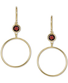 Rhodolite Garnet Bezel Circle Drop Earrings (2 ct. t.w.) in 14k Gold-Plated Sterling Silver