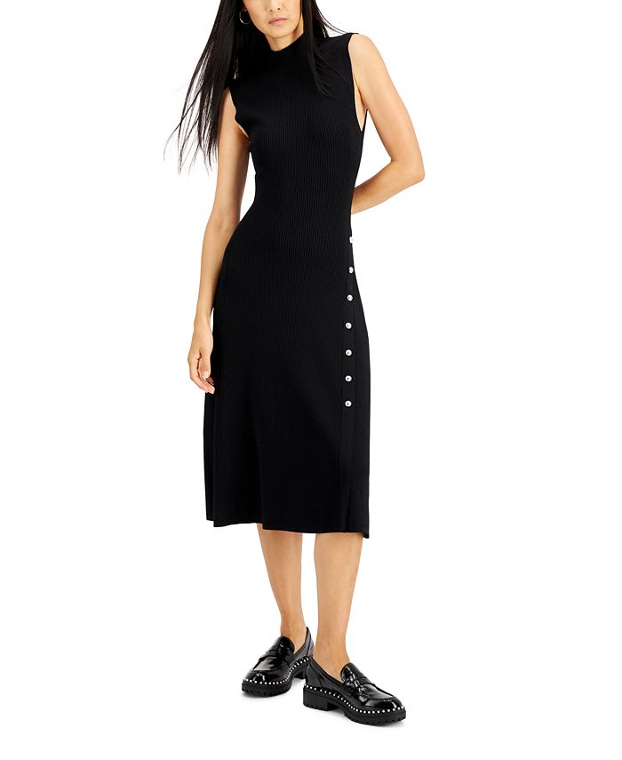 INC International Concepts Petite Ribbed Snap Front Dress Created