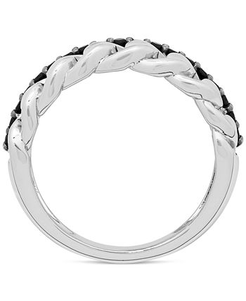 Macy's - Onyx Chain Link Statement Ring in Sterling Silver or 14K Yellow Gold Over Silver