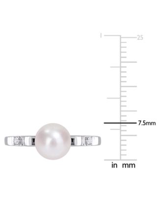 Cultured Freshwater Pearl (7mm) & Lab-Created White Sapphire Accent Ring in Sterling Silver