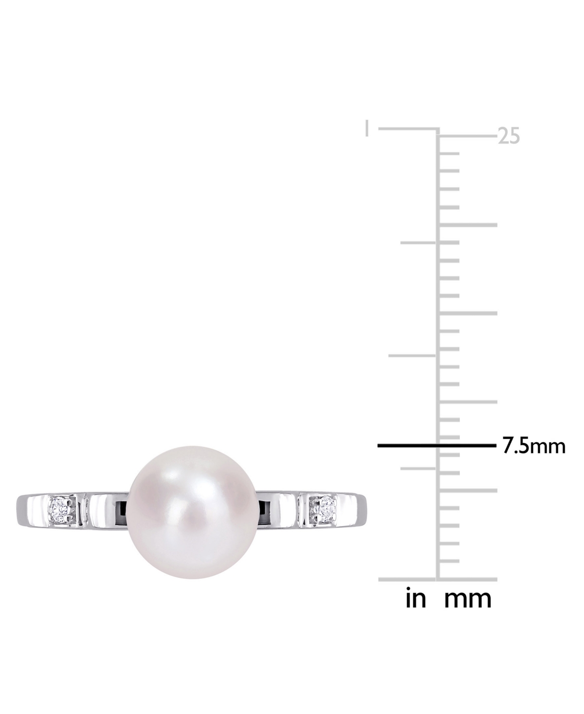 Cultured Freshwater Pearl (7mm) & Lab-CreatedSapphire Accent Ring in Sterling Silver - White