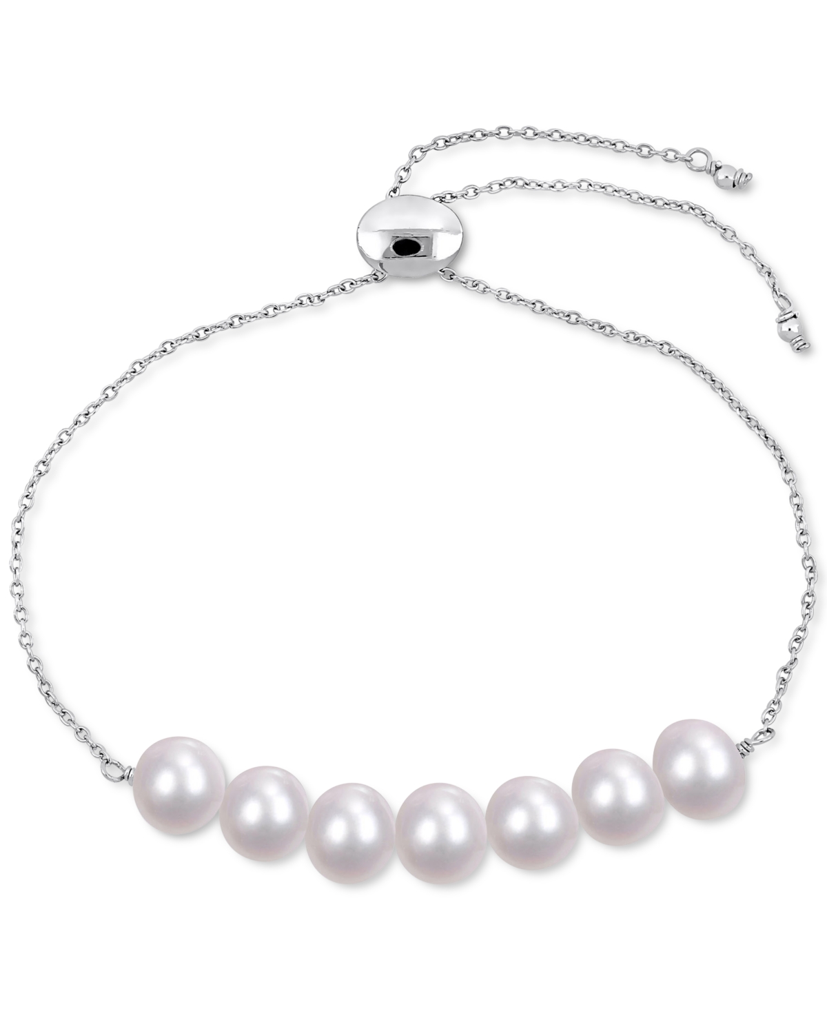 Cultured Freshwater Pearl (7-1/2-8m) Bolo Bracelet in Sterling Silver - Silver
