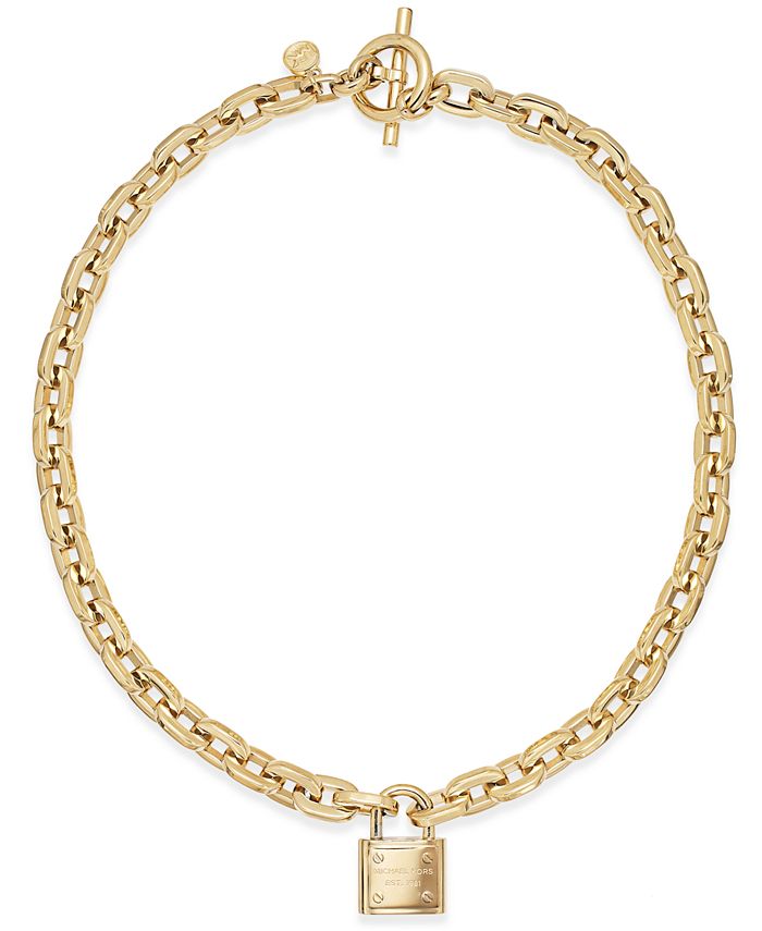 Michael Kors Chain and Padlock Pendant Necklace Macy's