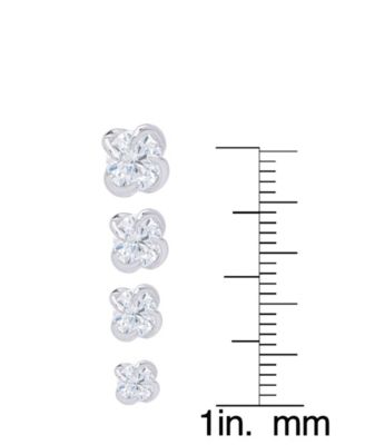 Multi-Color Round Stud Silver Plate Earrings, Set of 4