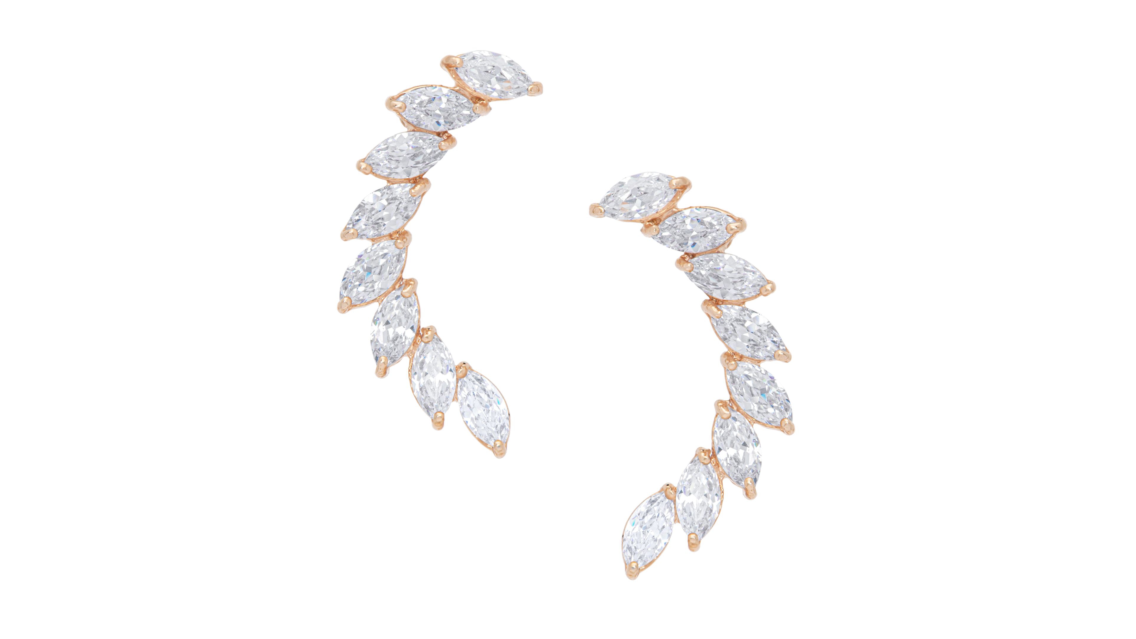 Cubic Zirconia Curved Post Rose Gold Plate Earrings