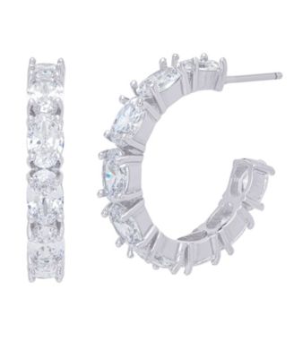 Cubic Zirconia Hoop Silver Plate Earrings