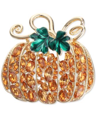 Charter Club - Gold-Tone Pav&eacute; Pumpkin Pin