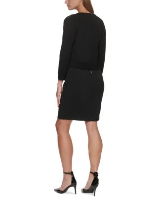 DKNY Lace-Front Open-Front Cardigan