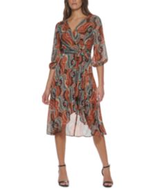 Surplice Printed Chiffon Midi Dress 