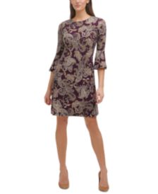 Petite Bell-Sleeve Paisley Shift Dress