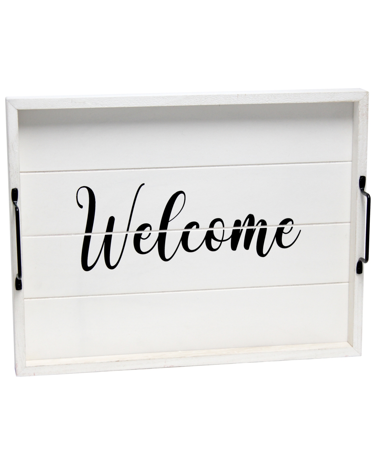 Elegant Designs Decorative Wood Serving Tray with Handles