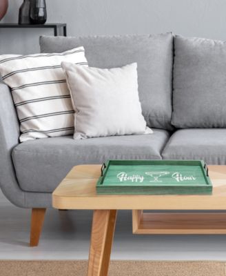 Decorative Wood Serving Tray with Handles