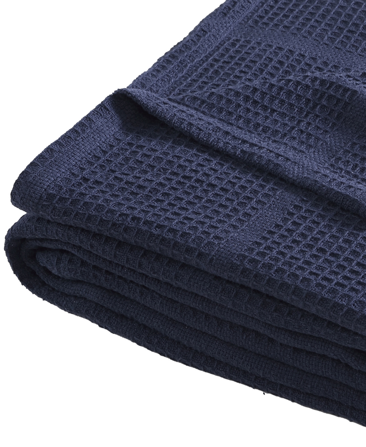 Kenneth Cole New York Essentials Waffle Grid Cotton Dobby Blanket, Twin In Navy