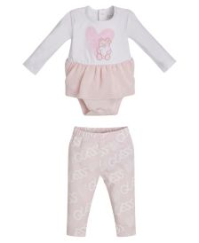 Baby Girls Ruffle Bodysuit and Printed Leggings, 2 Piece Set