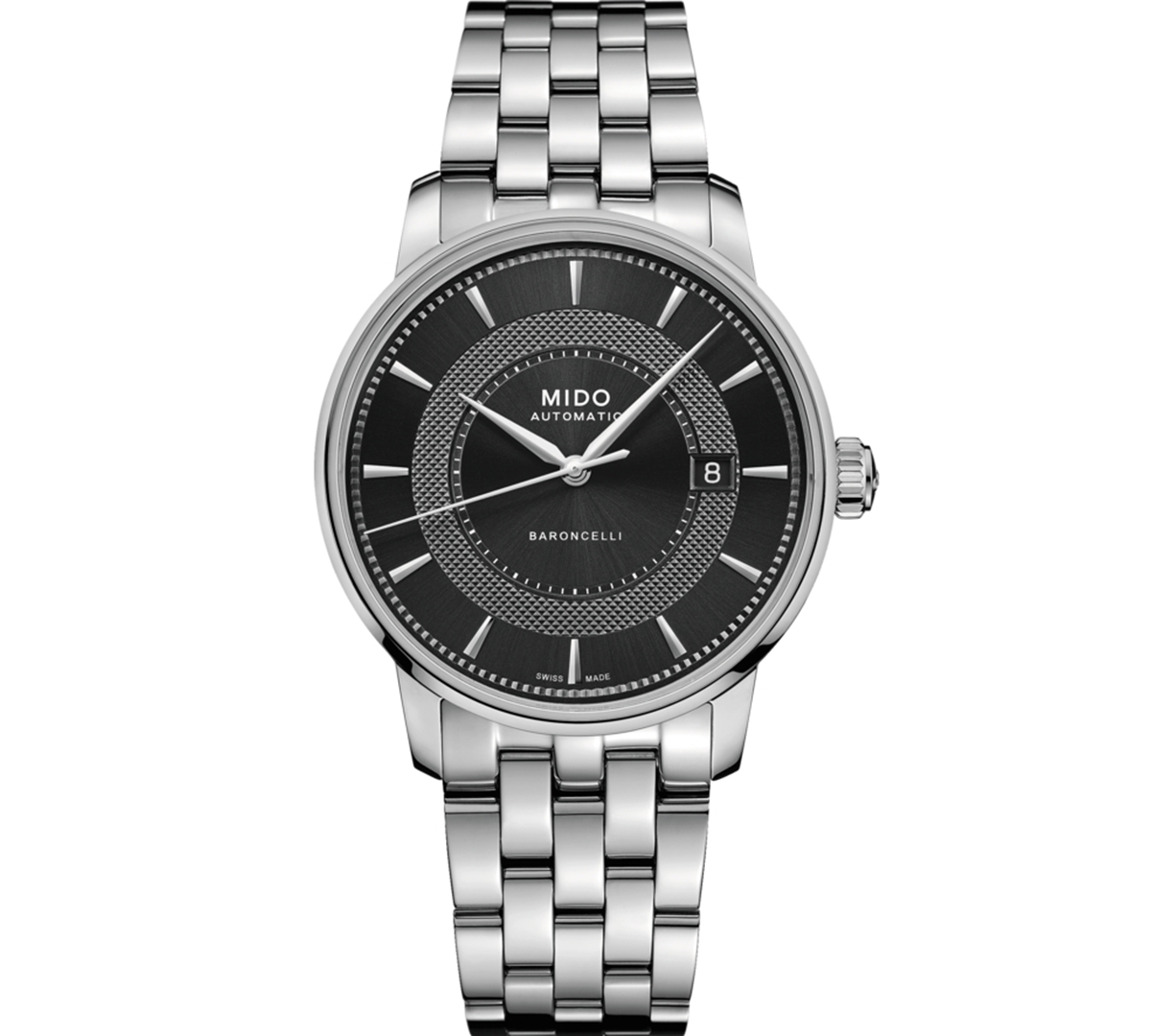 Mido Men's Swiss Automatic Baroncelli Signature Stainless Steel Bracelet Watch 39mm In Silver