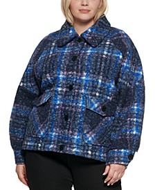 Women's Plus Size Plaid Shirt Jacket, Created for Macy's