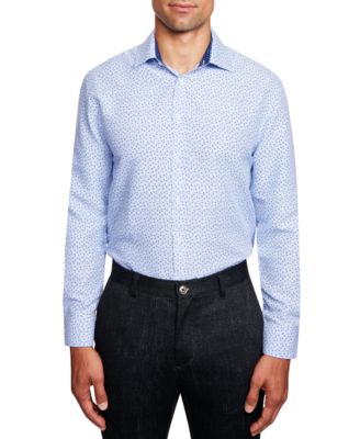 Society of Threads - Men's Slim-Fit Non-Iron Floral Print Dress Shirt