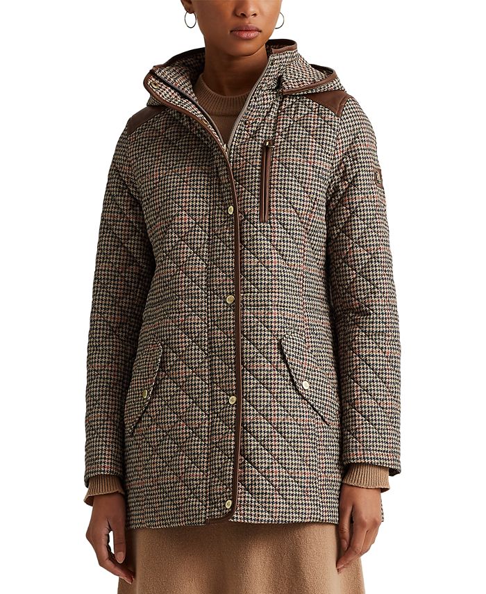 Lauren Ralph Lauren Houndstooth Quilted Hooded Coat, Created for Macy's &  Reviews - Coats & Jackets - Women - Macy's