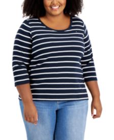 Plus Size Cotton Striped Top