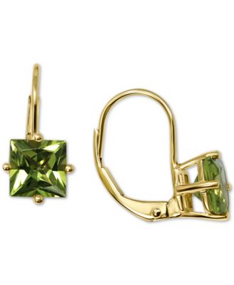 Macy's Peridot Princess Leverback Drop Earrings (2-1/4 Ct. T.w.) In 14k ...