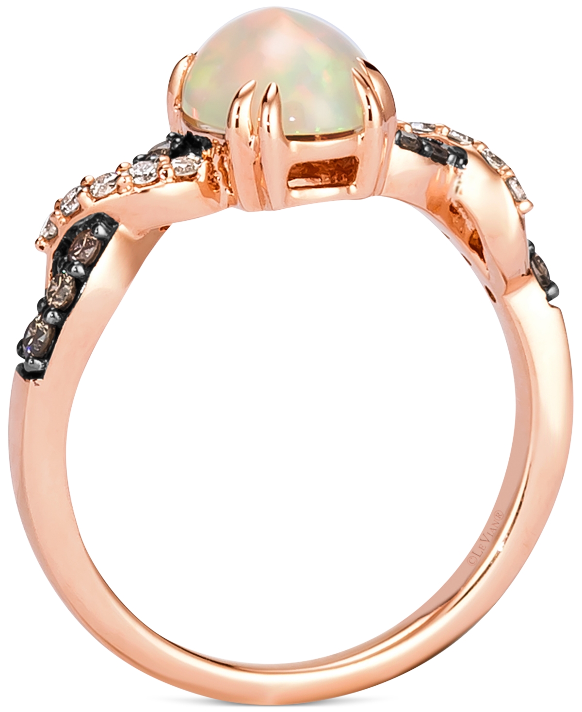 Le Vian(1 ct. t.w.) & Diamond (1/6 ct. t.w.) Twist Ring in 14k Rose Gold - Neopolitan Opal