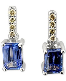 Blueberry Tanzanite (1 ct. t.w.) & Nude Diamond (1/10 ct. t.w.) Stud Earrings in 14k White Gold