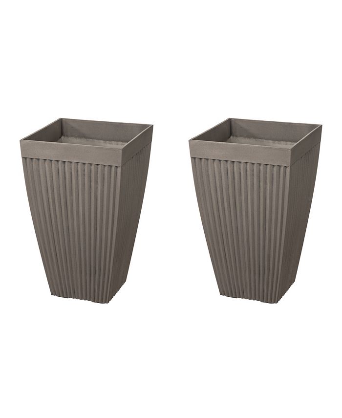 Glitzhome Environmental Oversized Faux Concrete Tall Square Fluted Pot