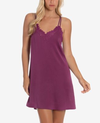 Midnight Bakery Women's Cora Solid Hammered Satin Chemise - Macy's