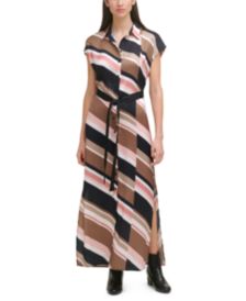 Asymmetrical Striped Maxi Dress