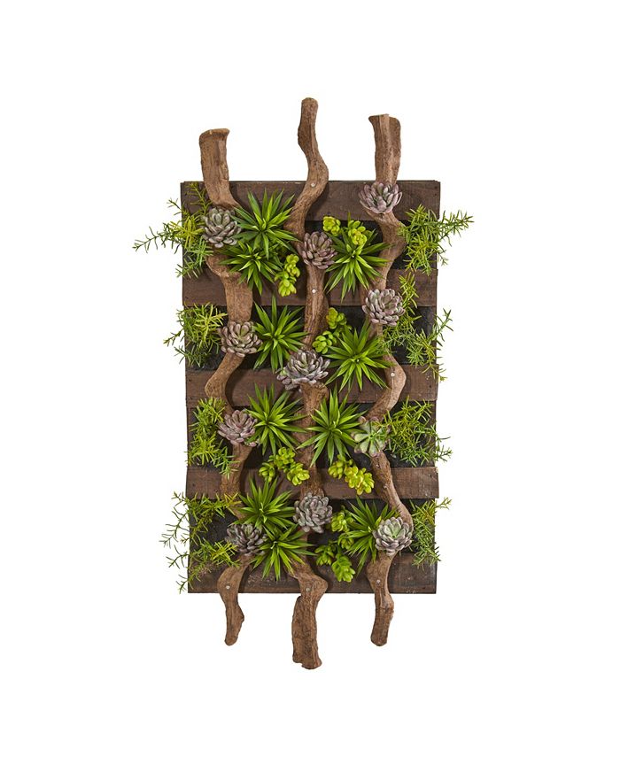 Nearly Natural 41" x 19" Mixed Succulent Artificial Living Wall