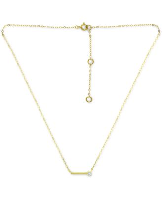 Cubic Zirconia Solitaire Bar Pendant Necklace, 16" + 2" extender, Created for Macy's