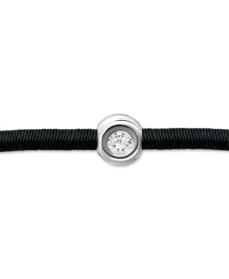 Cubic Zirconia Bezel Cord Ankle Bracelet in Sterling Silver, Created for Macys