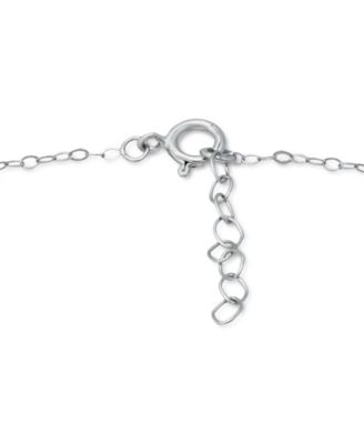Cubic Zirconia Graduated Three Stone Chain Link Ankle Bracelet in Sterling Silver, Created for Macy's