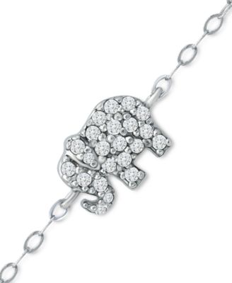 Cubic Zirconia Graduated Elephant Chain Link Ankle Bracelet in Sterling Silver, Created for Macy's