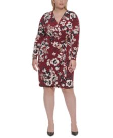 Plus Size Floral-Print Faux-Wrap Sheath Dress