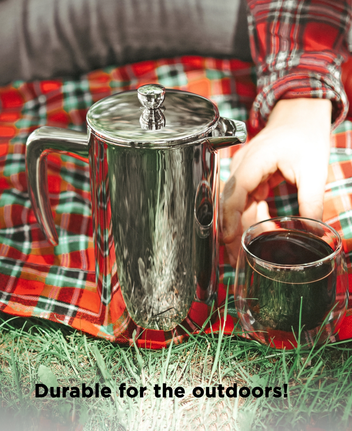 Grosche Dublin Stainless Steel Double Wall Insulated French Press, 34 fl oz Capacity - Silver-Tone