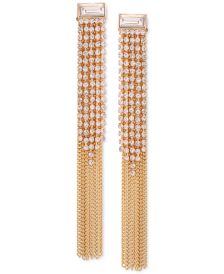 Gold-Tone Crystal & Chain Fringe Linear Drop Earrings