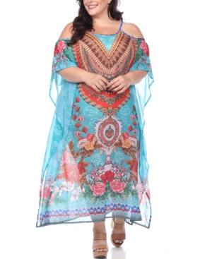 White Mark Women's Sheer Maxi Caftan Dress In Aqua