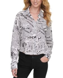 Newspaper-Print Blouse