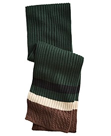 Men's Cable-Knit Colorblocked Stripe Scarf, Created for Macy's