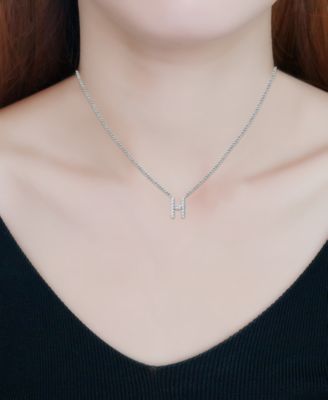 Cubic Zirconia Initial Pendant Necklace, 16" + 2" extender, Created for Macy's