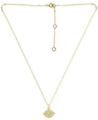 Cubic Zirconia Evil Eye Pendant Necklace, 16" + 2" extender, Created for Macy's