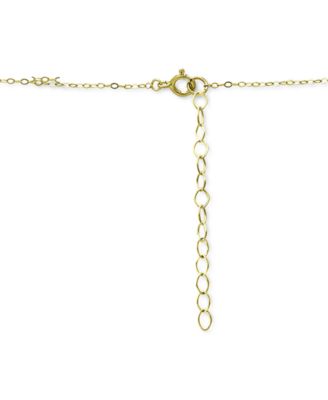 Cubic Zirconia Curved Bar & Evil Eye Pendant Necklace, 16" + 2" extender, Created for Macy's